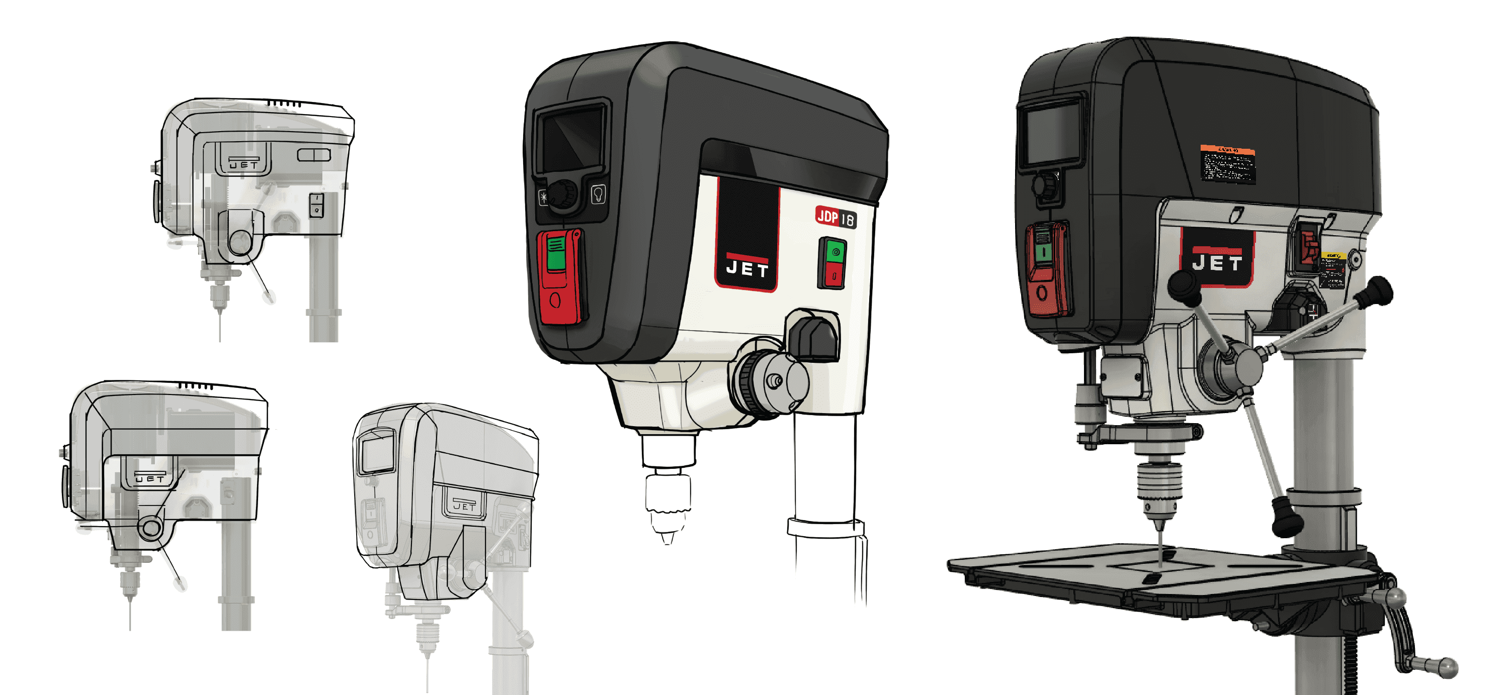 A full-color touchscreen brings depth, RPM, and material presets together — taking the guesswork out of every drill